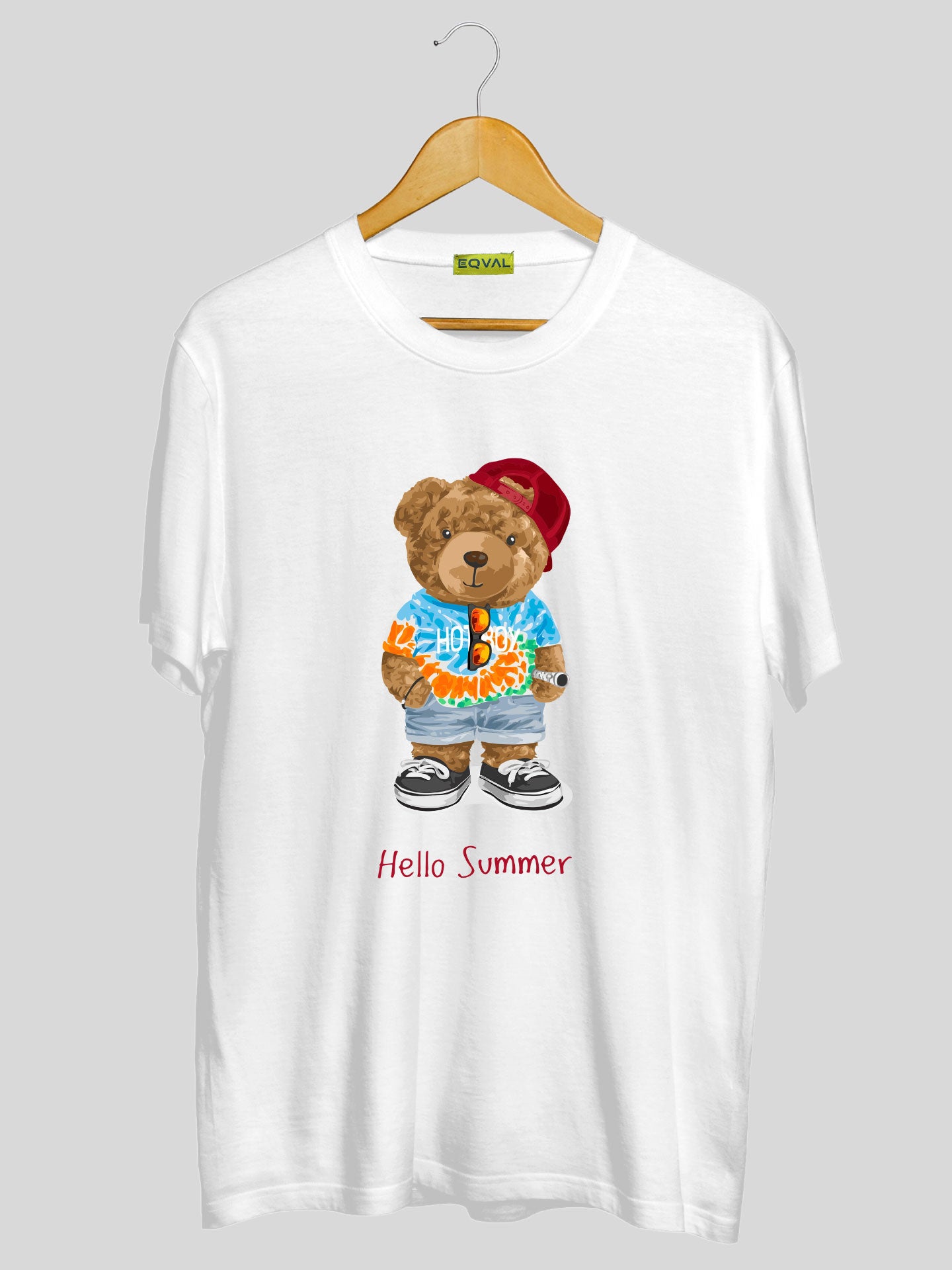 Men's White Hello Summer Printed T-shirt