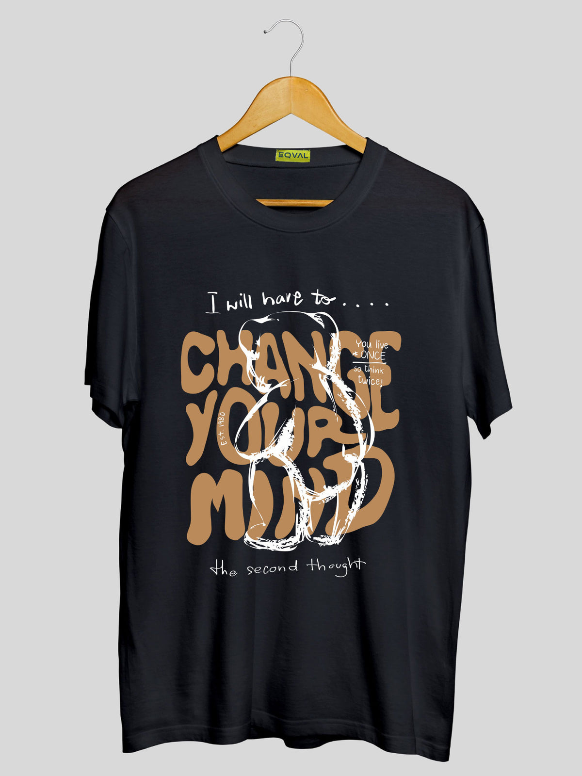 Men's Black Change Your Mind Printed T-shirt