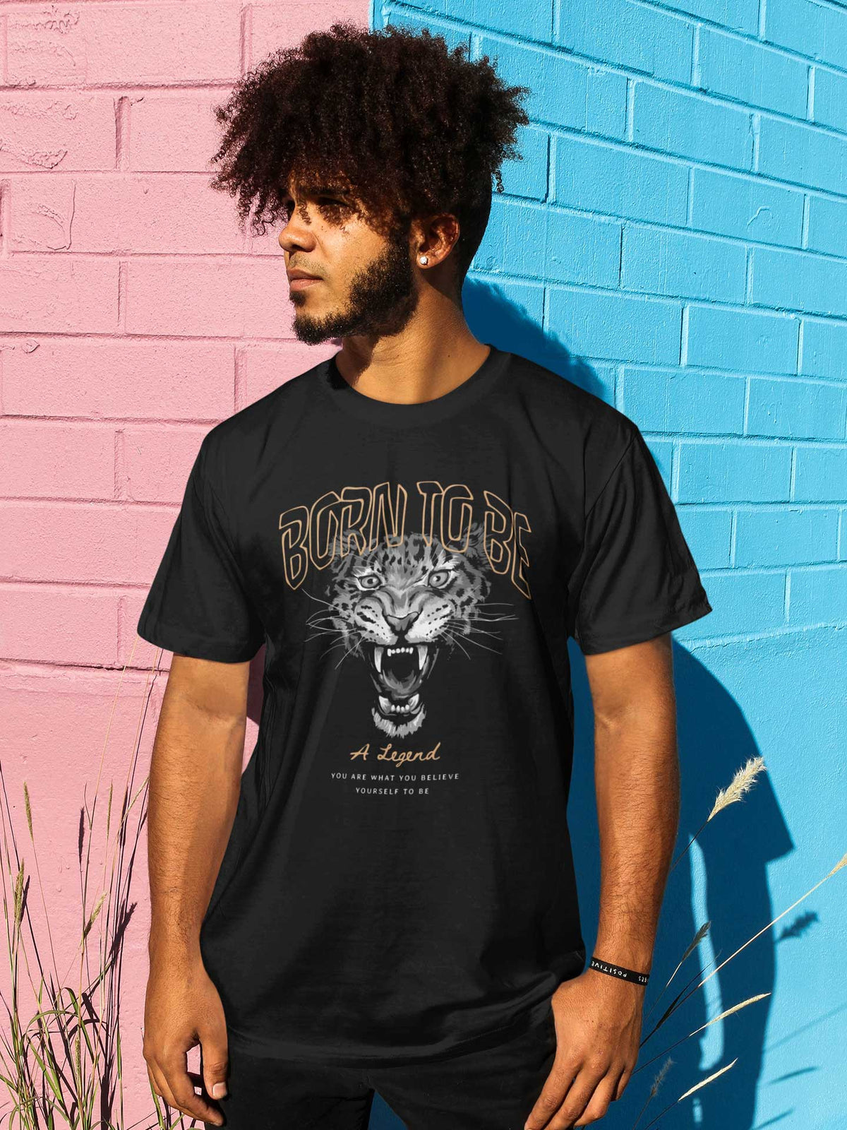 Men's Black Born To Be Printed T-shirt