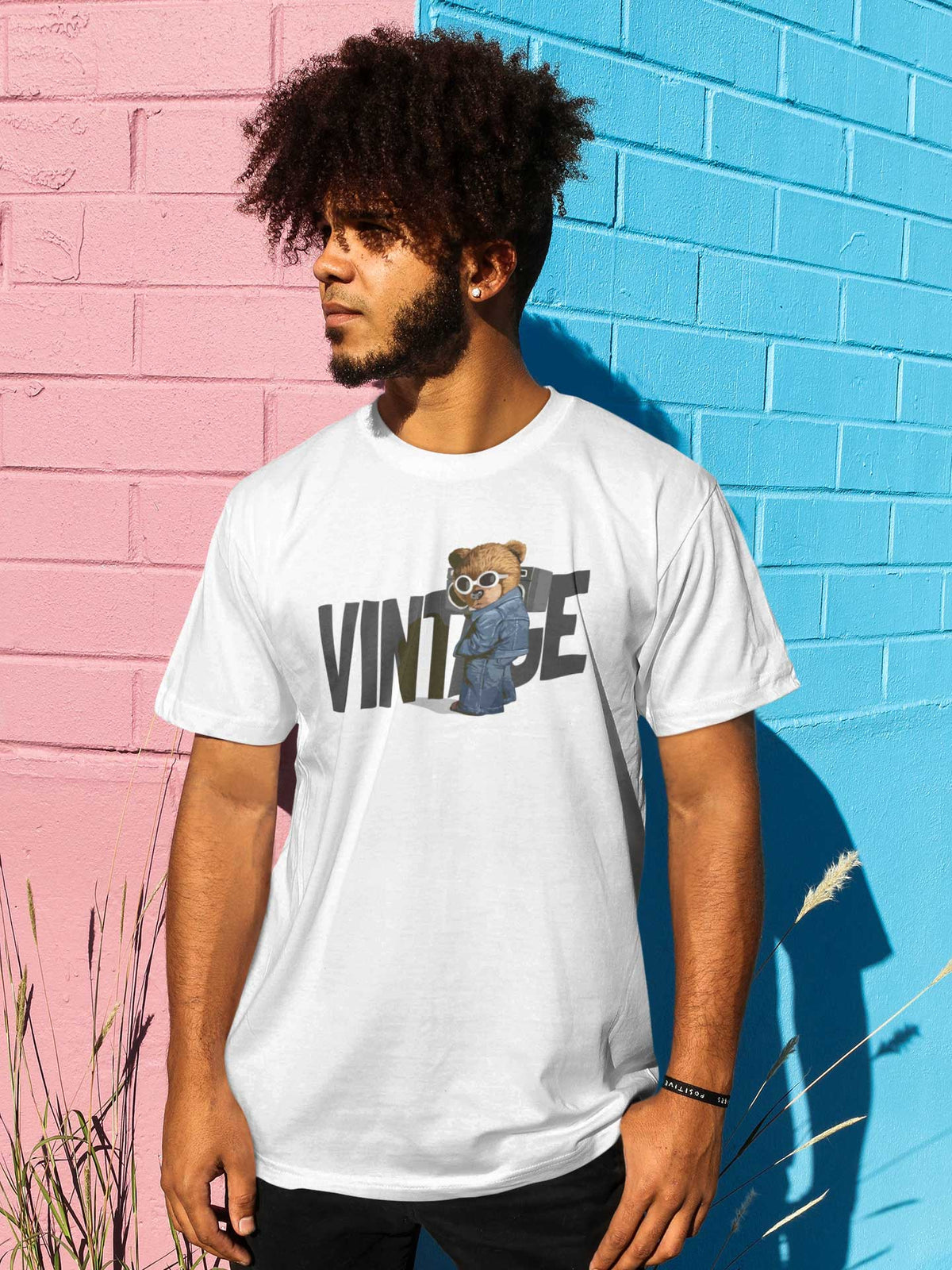 Men's White VINTAGE Printed T-shirt