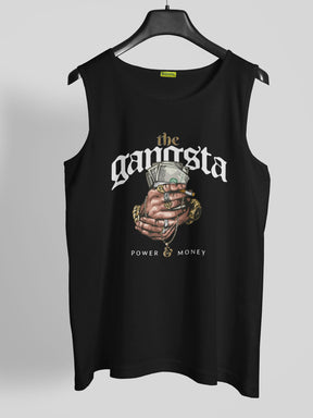 Men's Black Gangsta Printed Sando