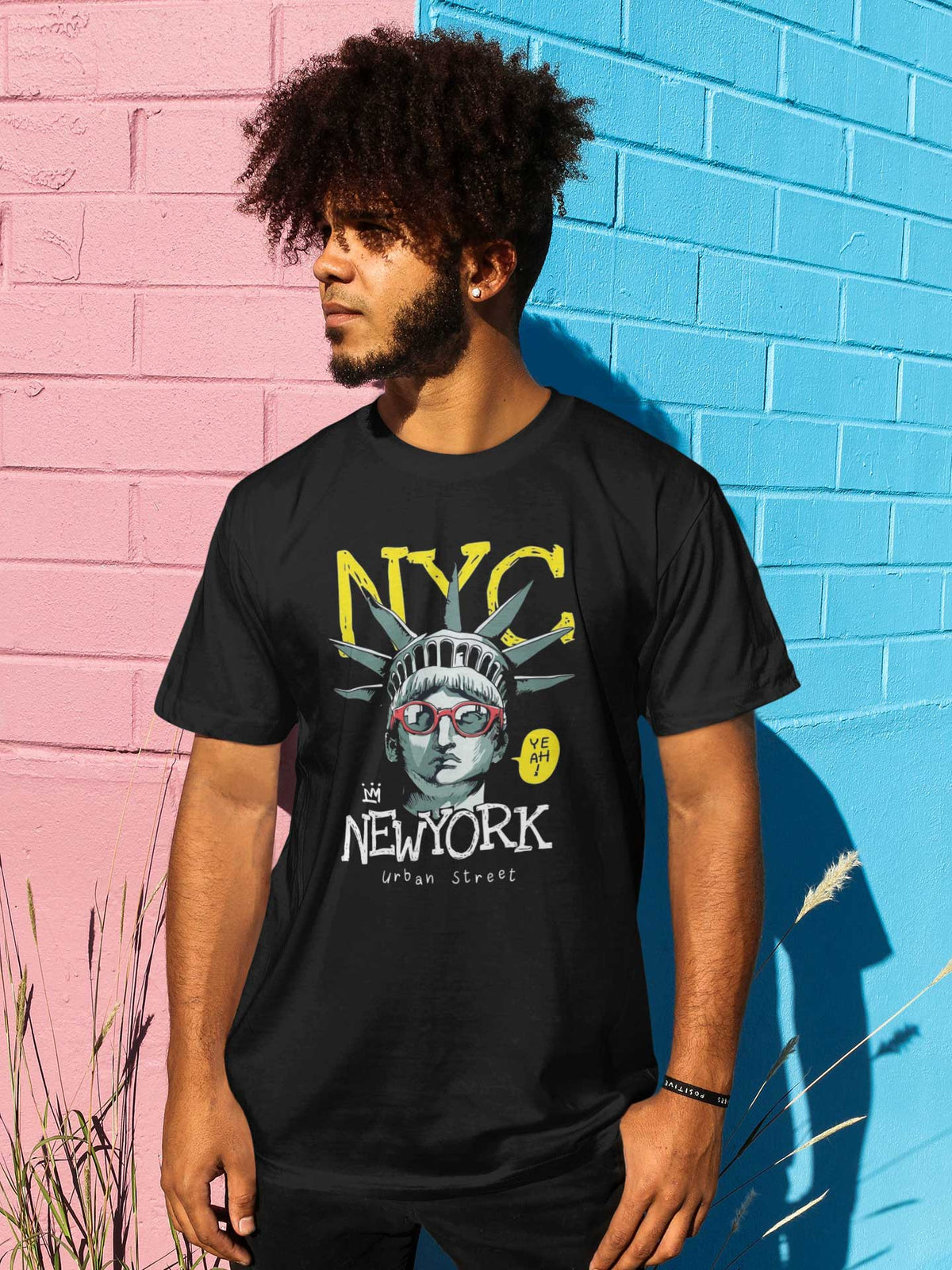 Men's Black NEW YORK Printed T-shirt