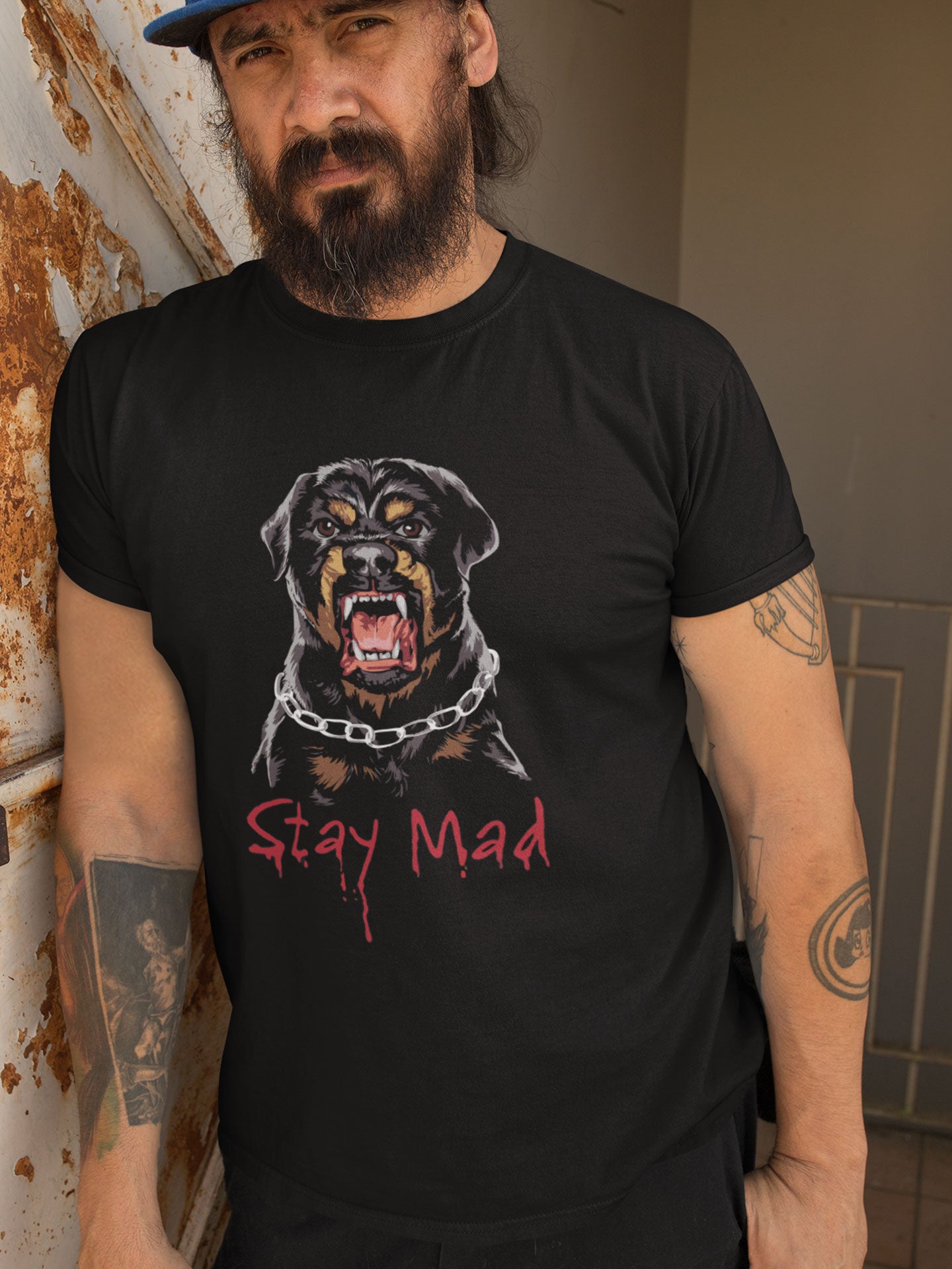 Men's Black Stay Mad Printed T-shirt