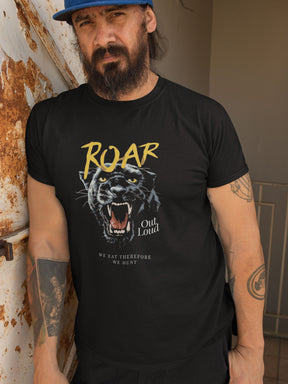 Men's Black Roar Printed T-shirt
