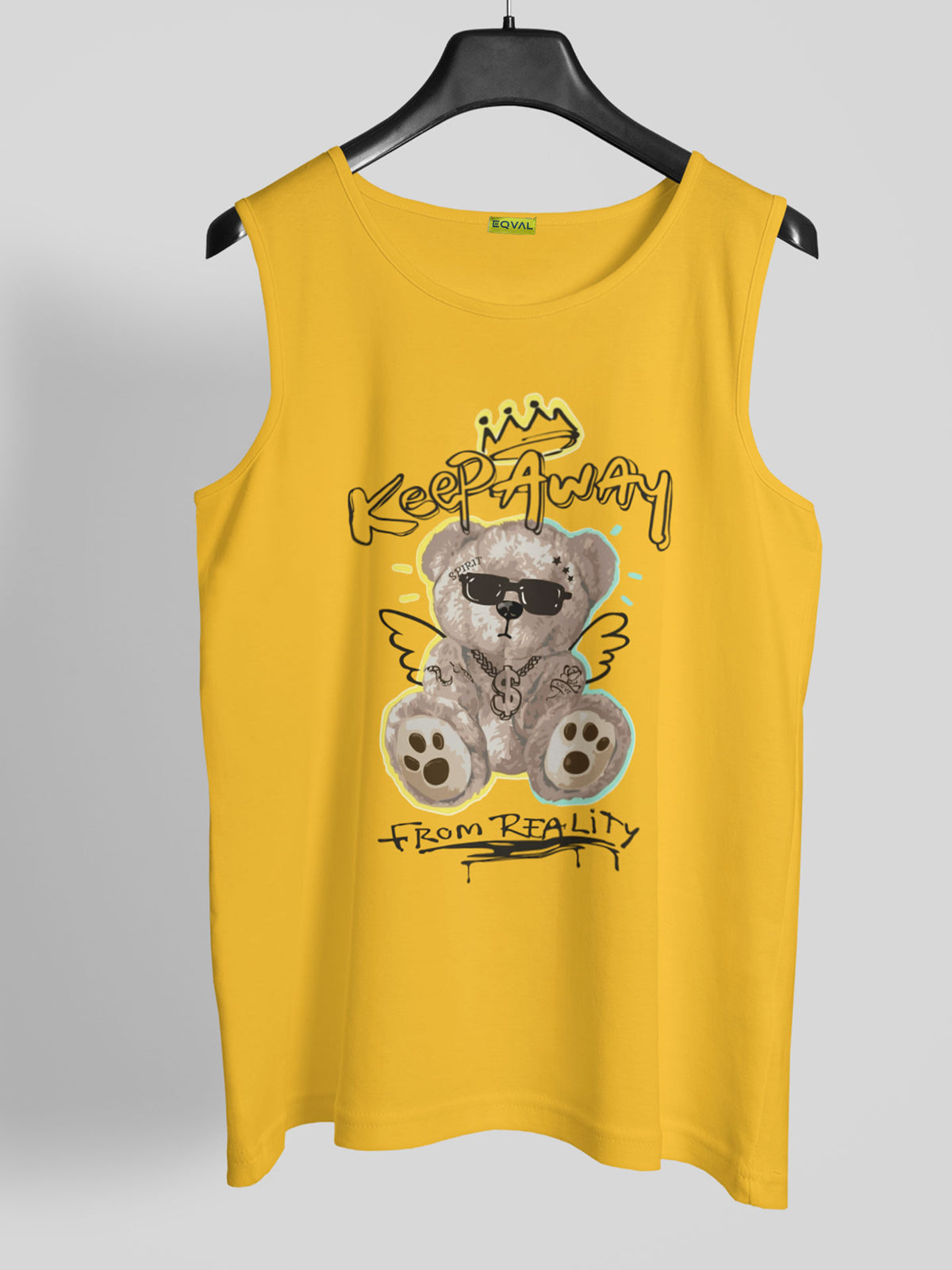 Men's Yellow Keep It Away From Reality Printed Sando