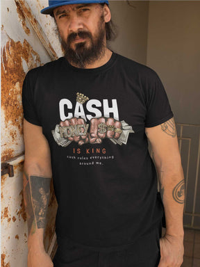Men's Black Cash Money Is King Printed T-shirt