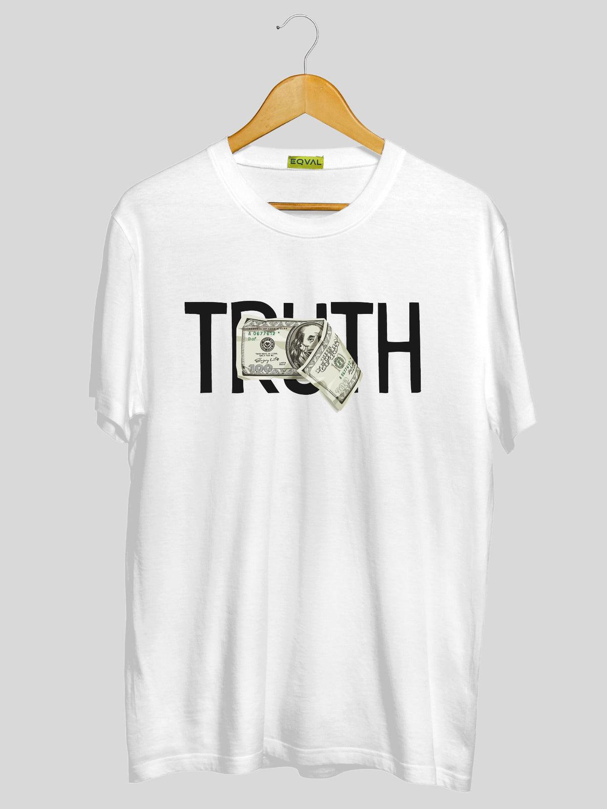 Men's White Truth Money Printed T-shirt