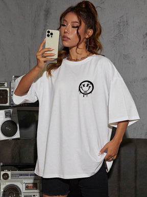 Woman's White Show Yourself More love Printed Oversized T-shirt