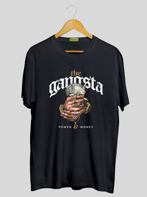 Men's Black Gangster Printed T-shirt