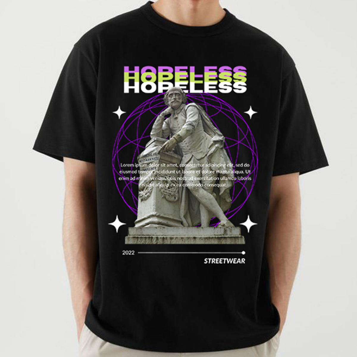 Men's Black Hopeless Printed Oversized T-shirt
