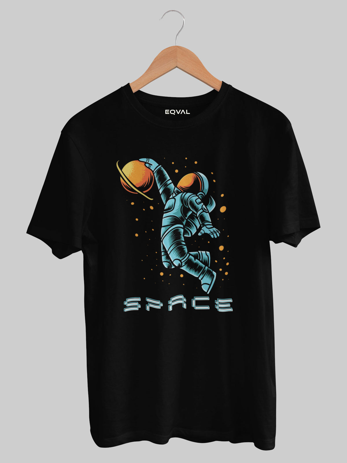 Space Printed Black T-shirt For Men