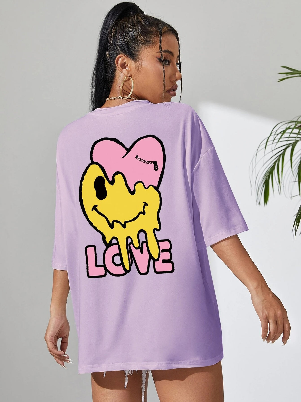 Cartoon And Letter Graphic Drop Shoulder Tee