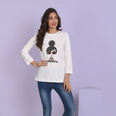 Girl With SunGlasses Printed 3/4th Sleeve T-shirt
