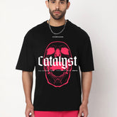 Men's Black Catalgst Printed Oversized T-shirt