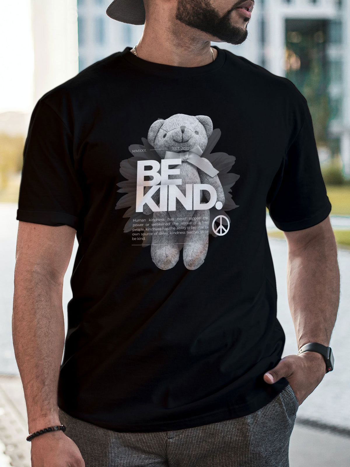 Men's Black Be Kind Printed T-shirt