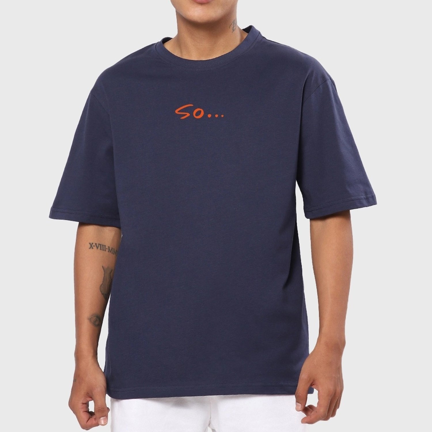 Men's Blue So Typography Oversized T-shirt