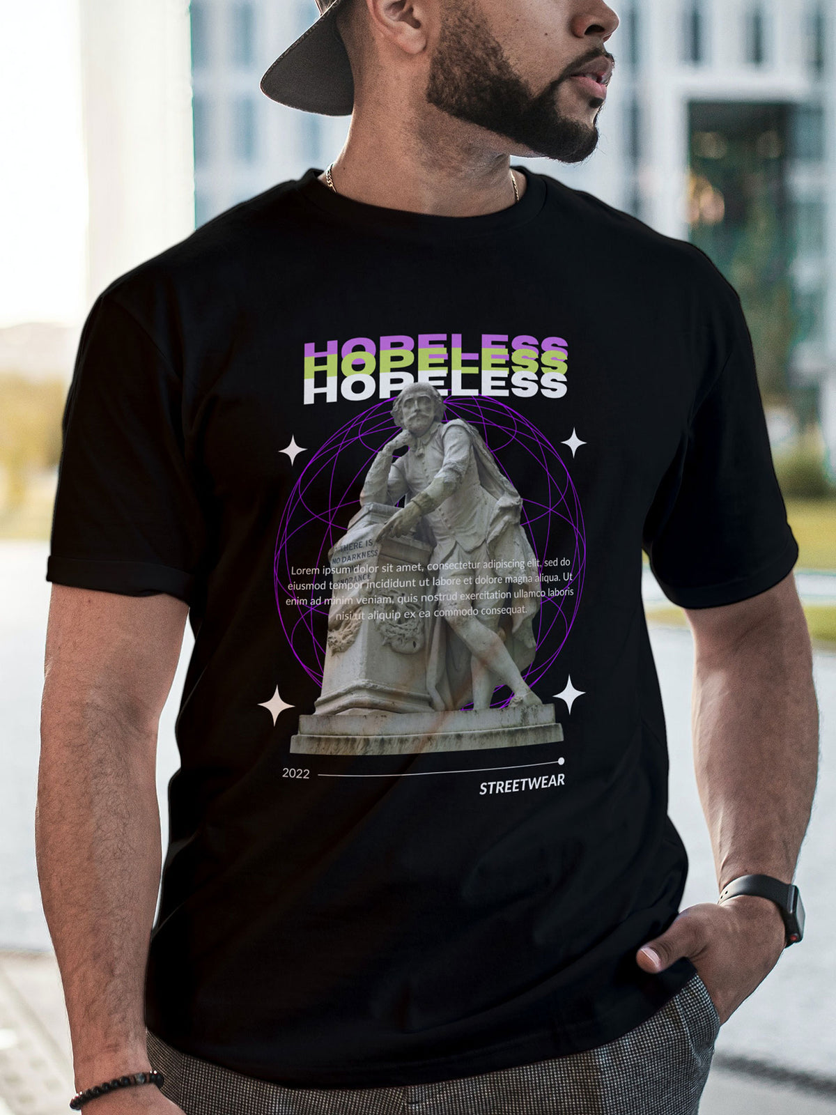 Men's Black Hopeless Printed T-shirt