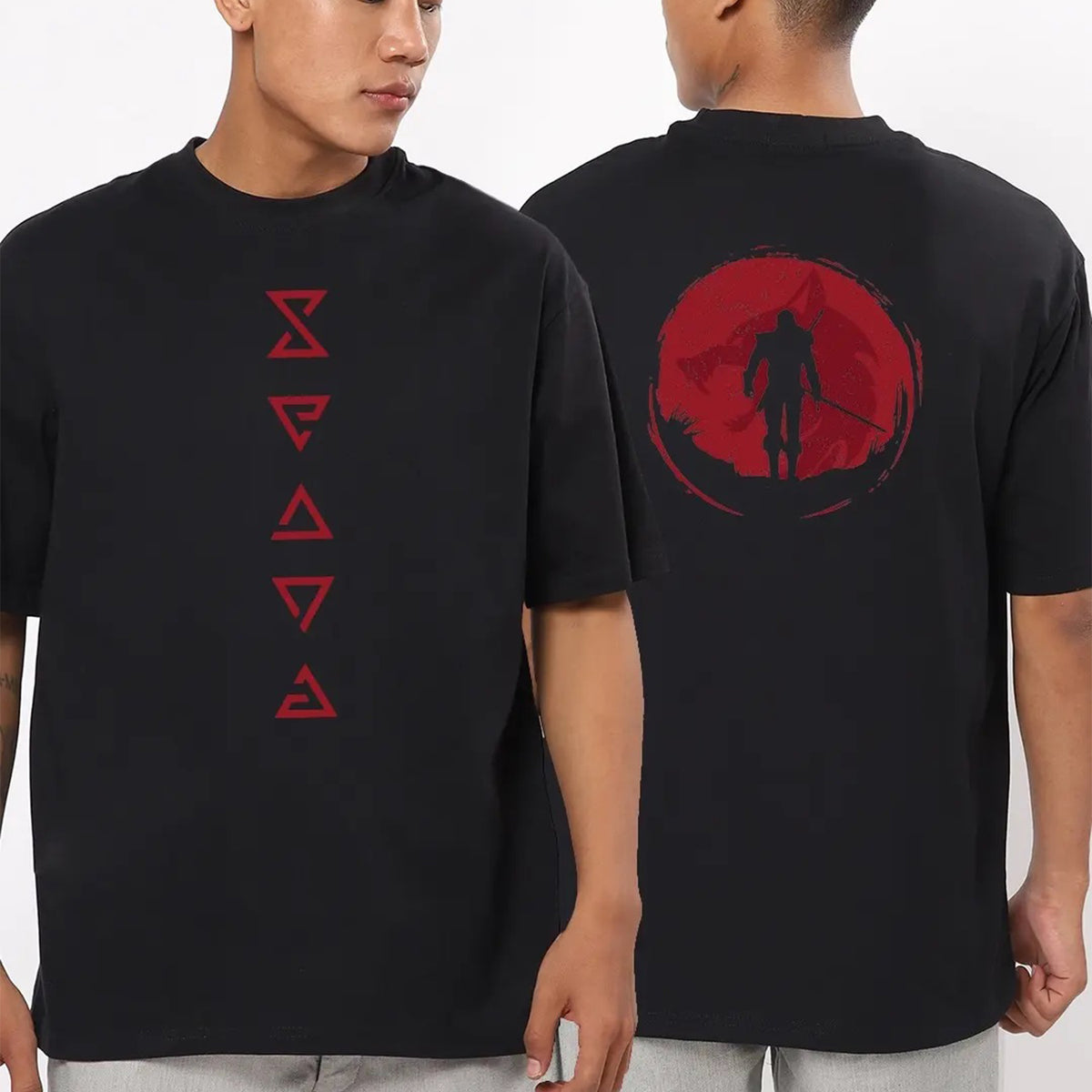 Men's Black Witcher of Rivia Graphic Printed Oversized T-shirt
