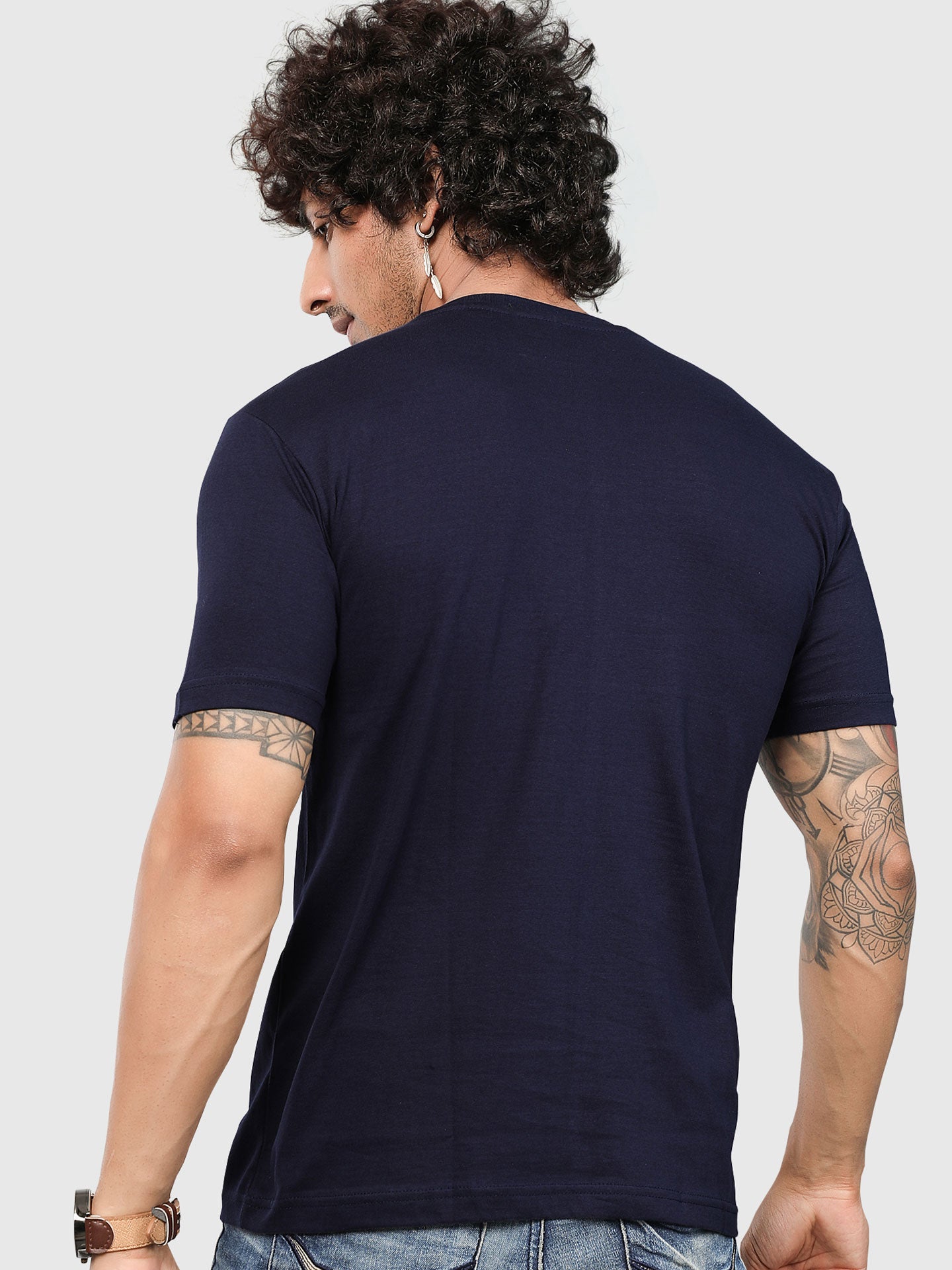 Men's Blue Punk Printed T-shirt