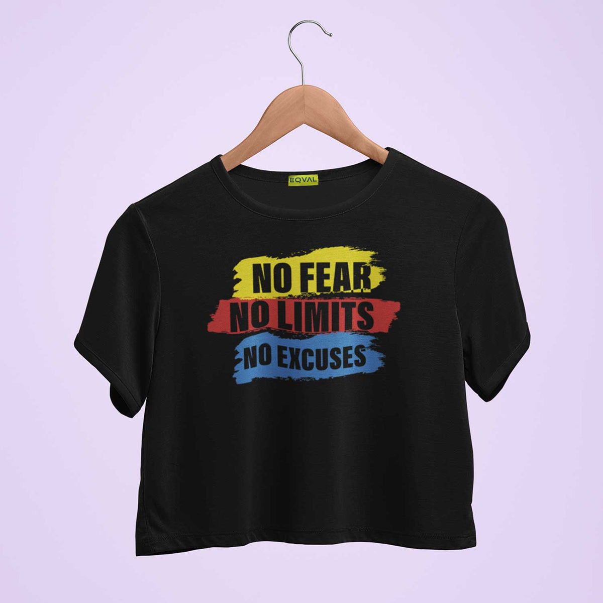 No Fear No Limit No Excuses Printed Crop Top For Girls