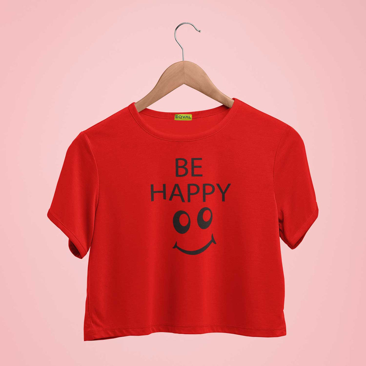 Be Happy Printed Crop Top T-shirt