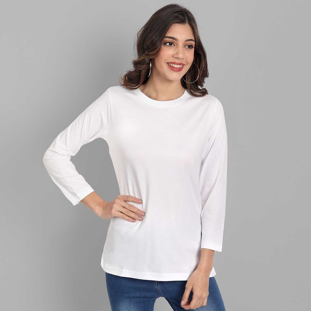 White 3/4th Sleeve T-shirt