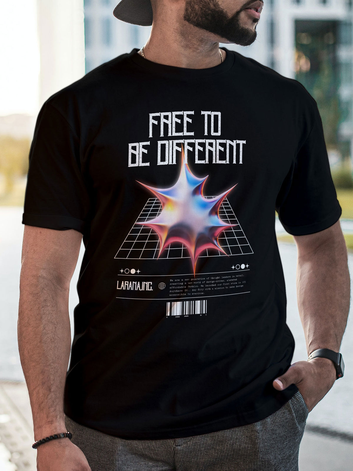Men's Black Free To Be Different Printed T-shirt