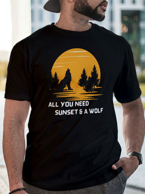 Men's Black All You Need Sunset Printed T-shirt