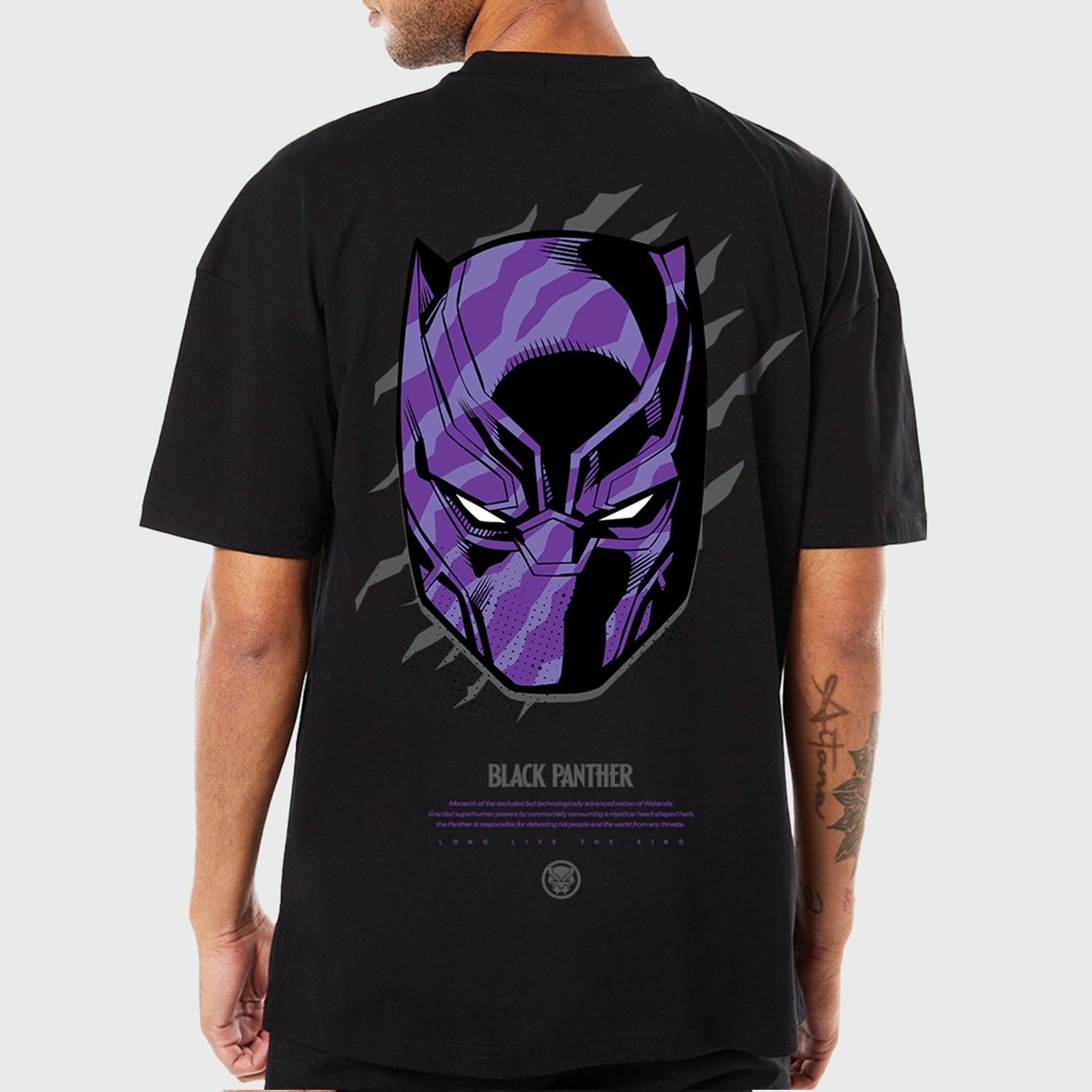 Men's Black King Of Wakanda Graphic Printed Oversized T-shirt