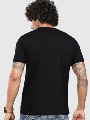 Men's Black Just Relax Printed T-shirt