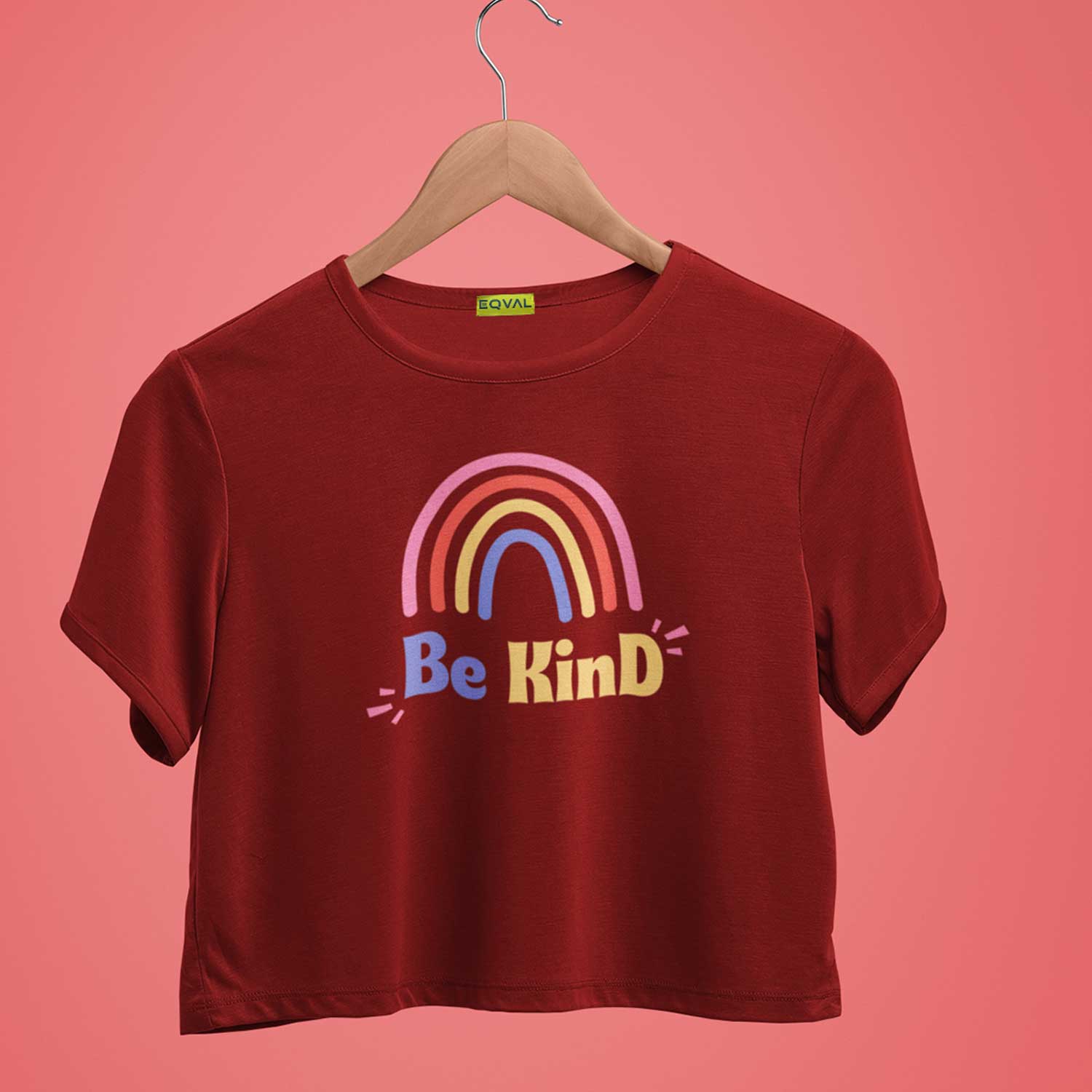 Be Kind Printed Maroon Crop Top