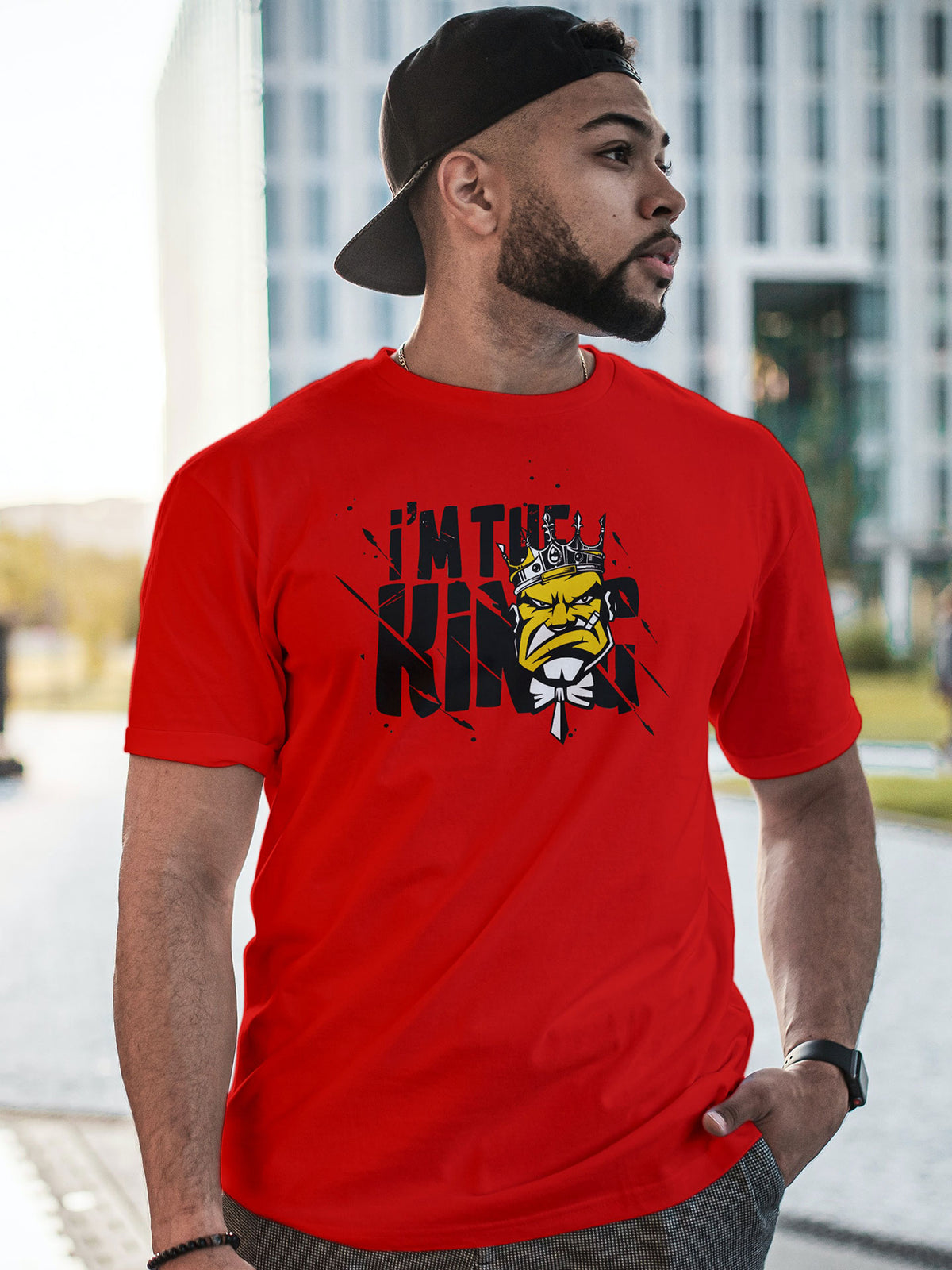 Men's Red I'm The King Printed T-shirt
