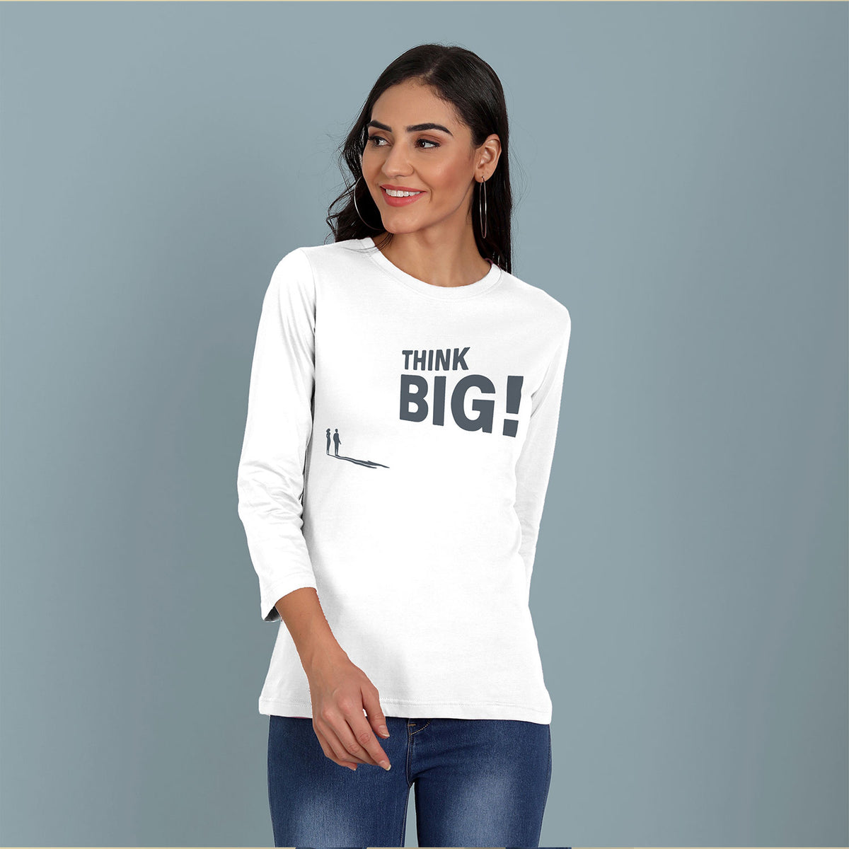 Think Big Printed 3/4th Sleeve T-shirt For Girls