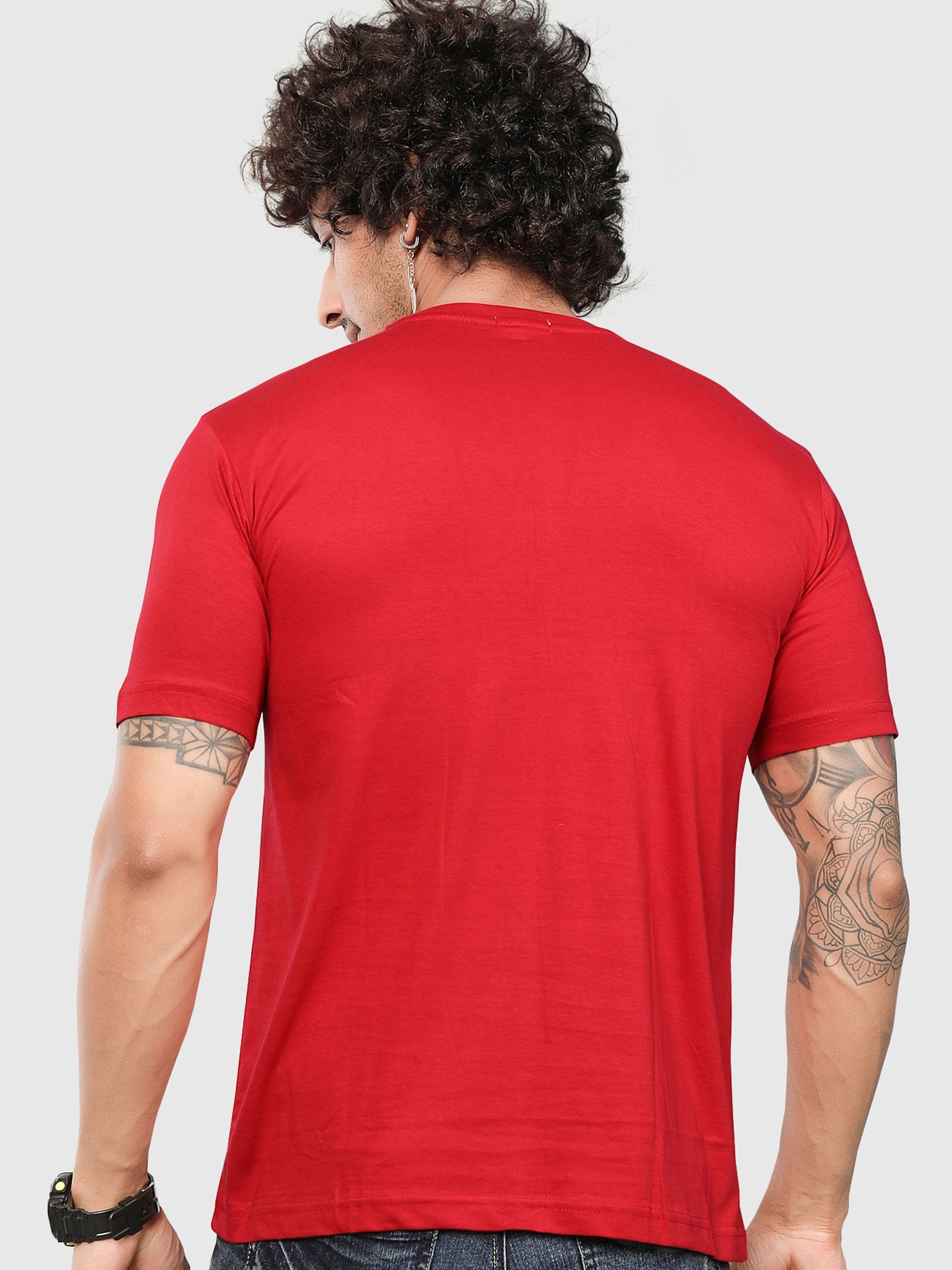 Men's Red Skull Printed T-shirt