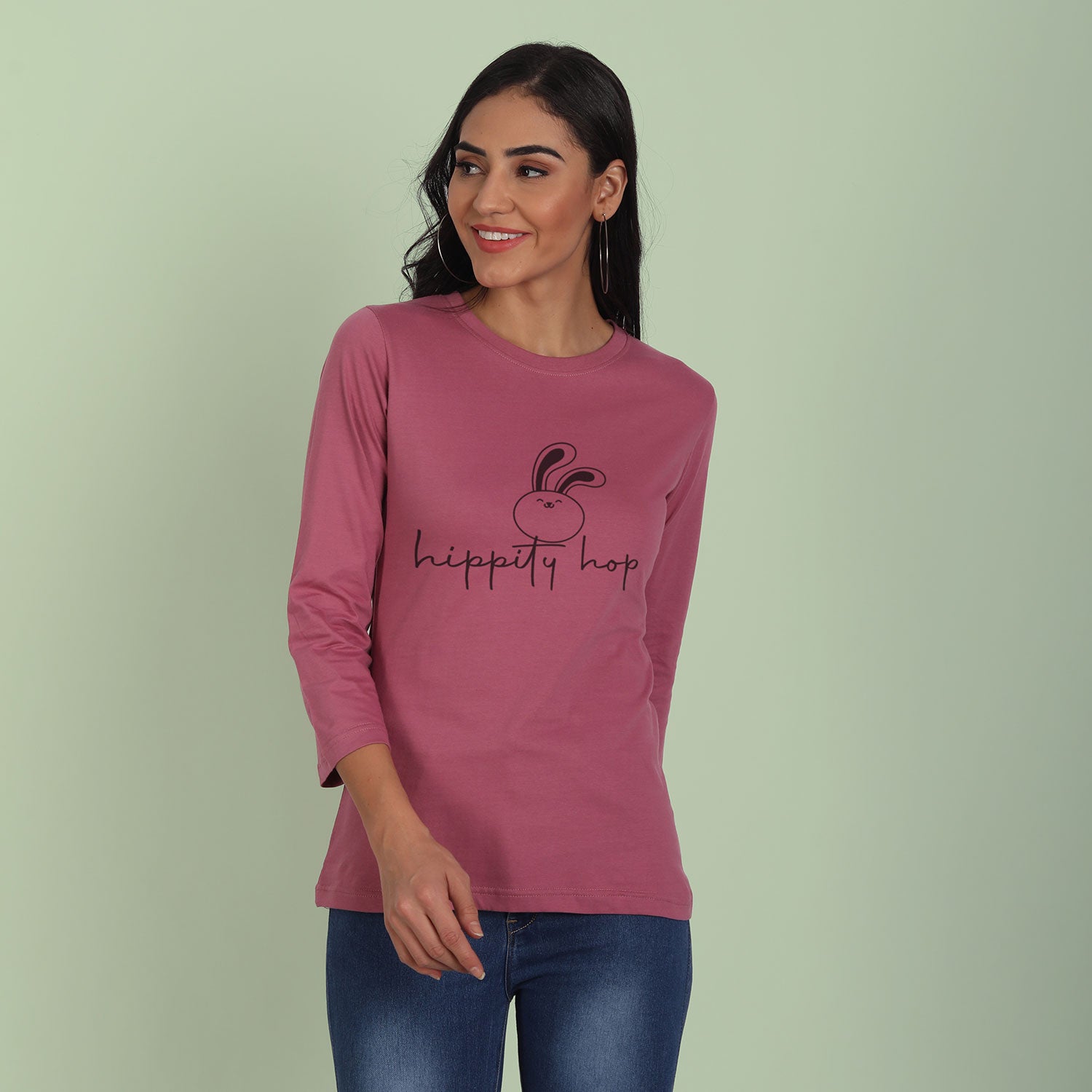 Hippity Hop Printed 3/4th Sleeve T-shirt For Girls