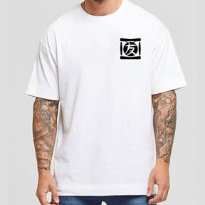 Men's White Ninja Printed Oversized T-shirt