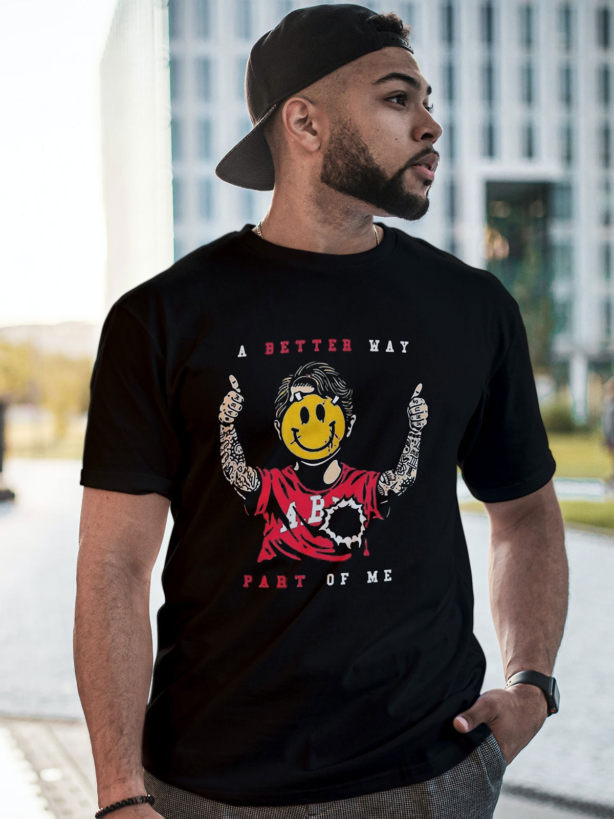 Men's Black A Better Way Printed T-shirt
