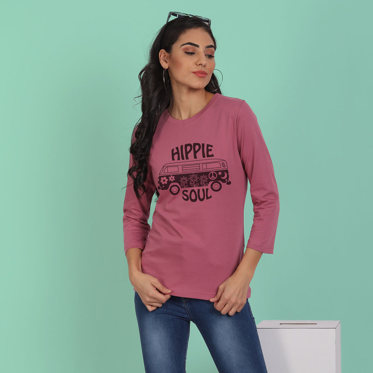 HippiE Soul Printed 3/4th Sleeve T-shirt For Girl