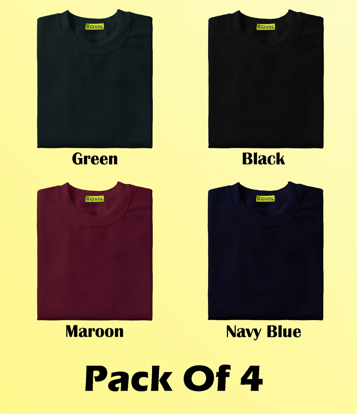 Pack Of 4 Men T-shirt Combo Green, Black, Maroon And Blue