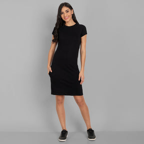 Plain T-shirt Dresses Black