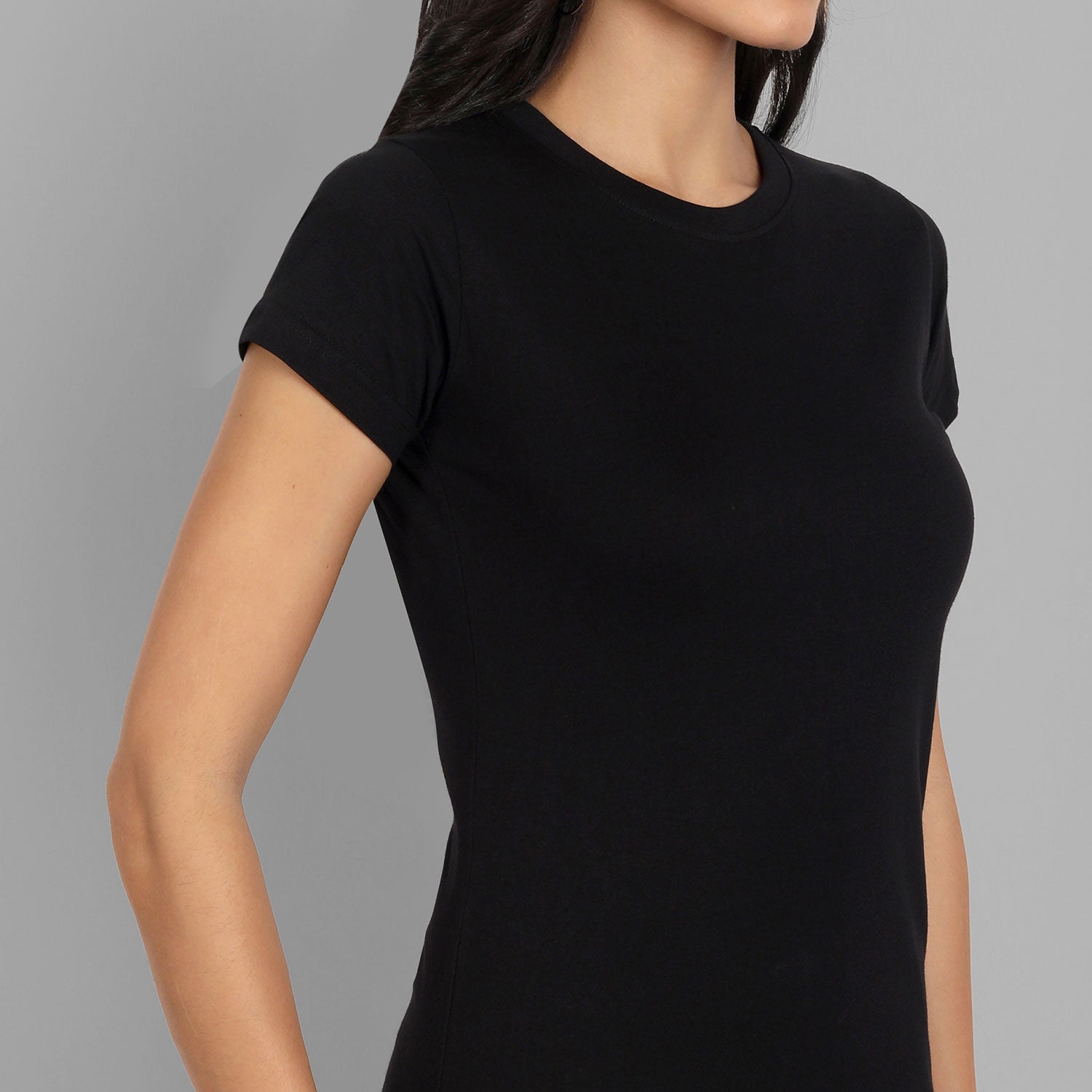 Plain T-shirt Dresses Black