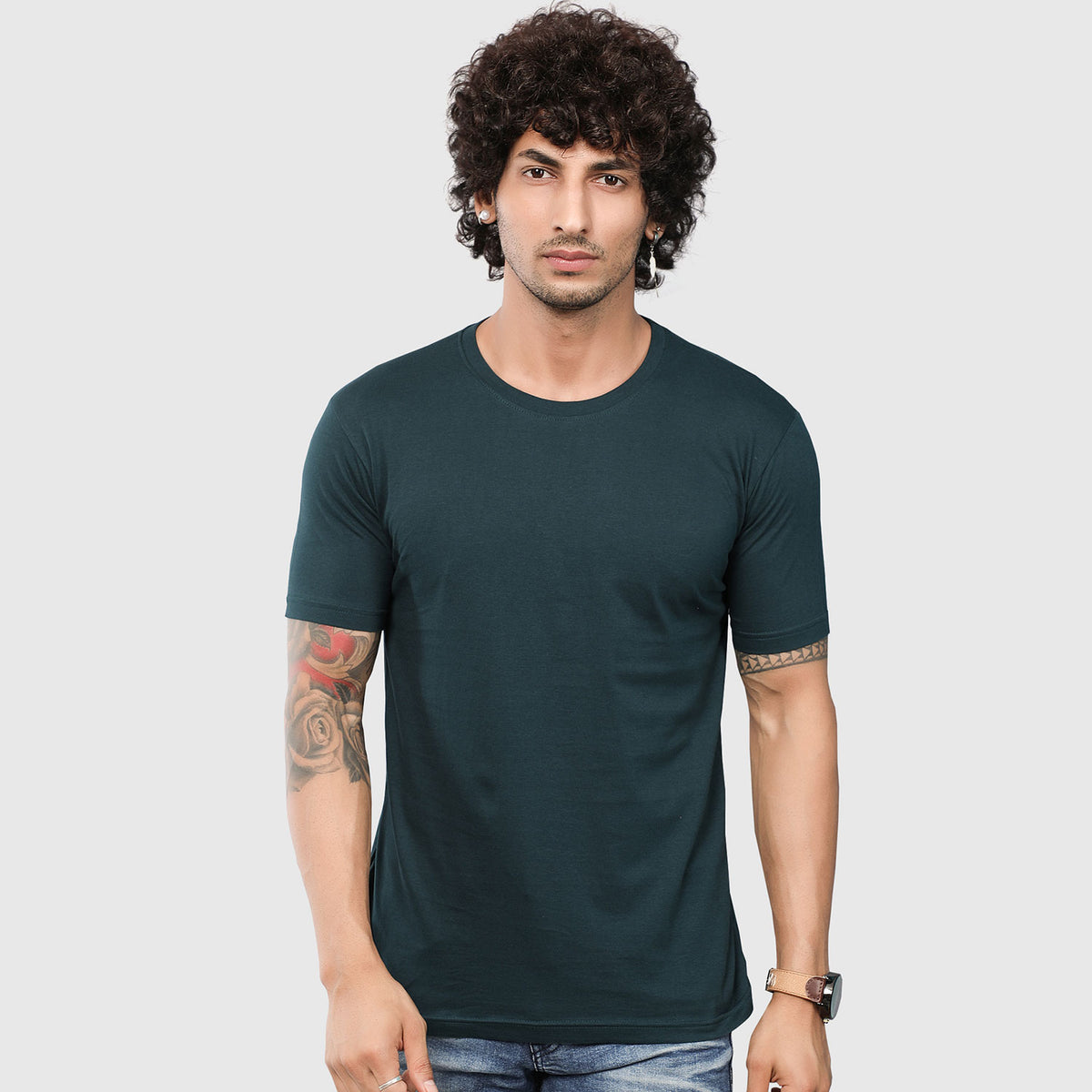 Green Half Sleeve Plain T-Shirt