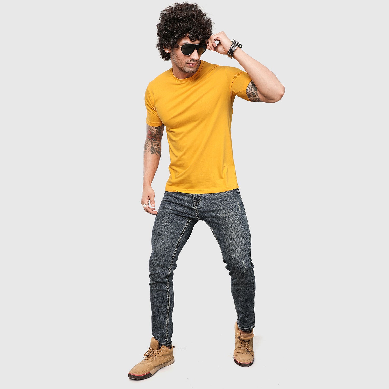 Mustard Yellow Plain T-Shirt