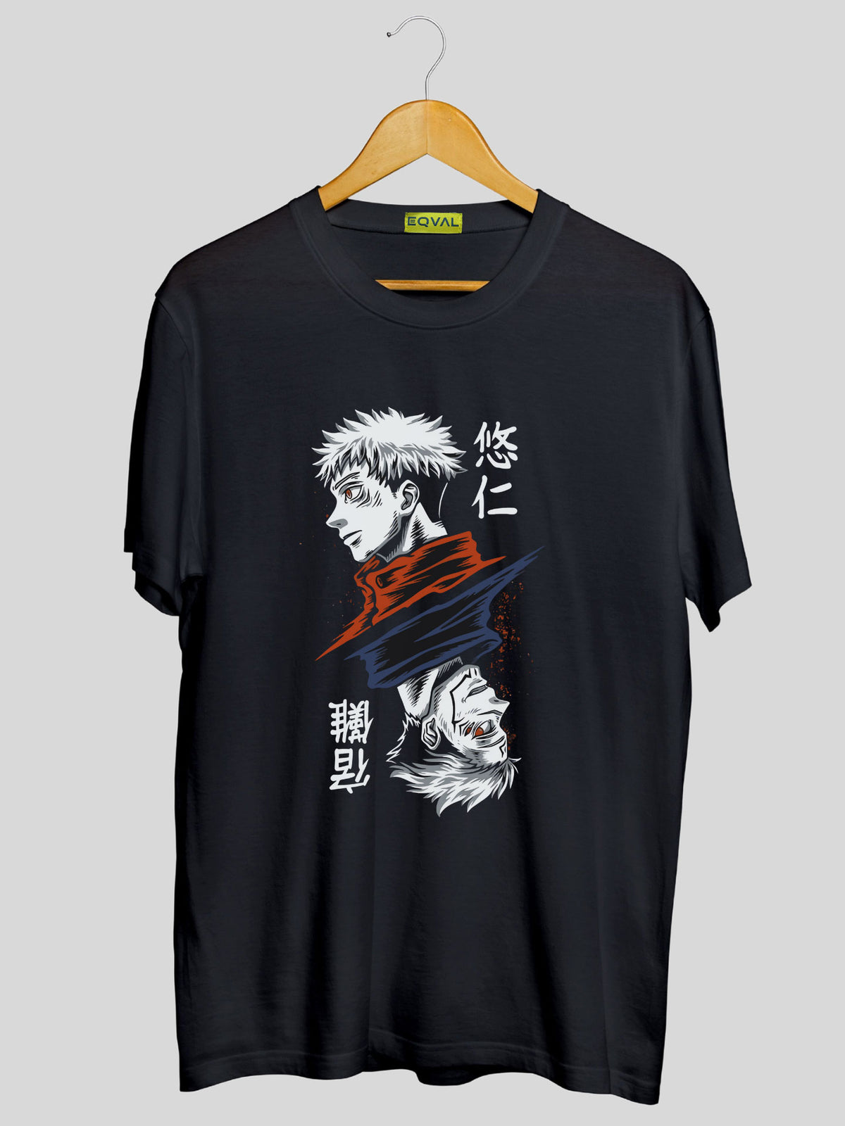 Men's Black Red and Blue Kaisen Printed T-shirt
