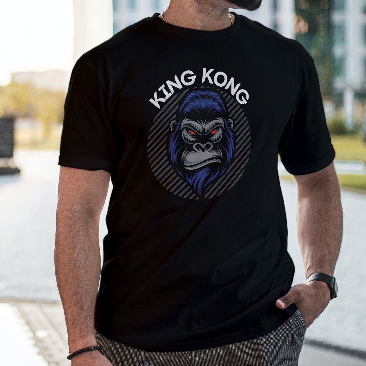 King Kong Black Printed T-shirt For Men