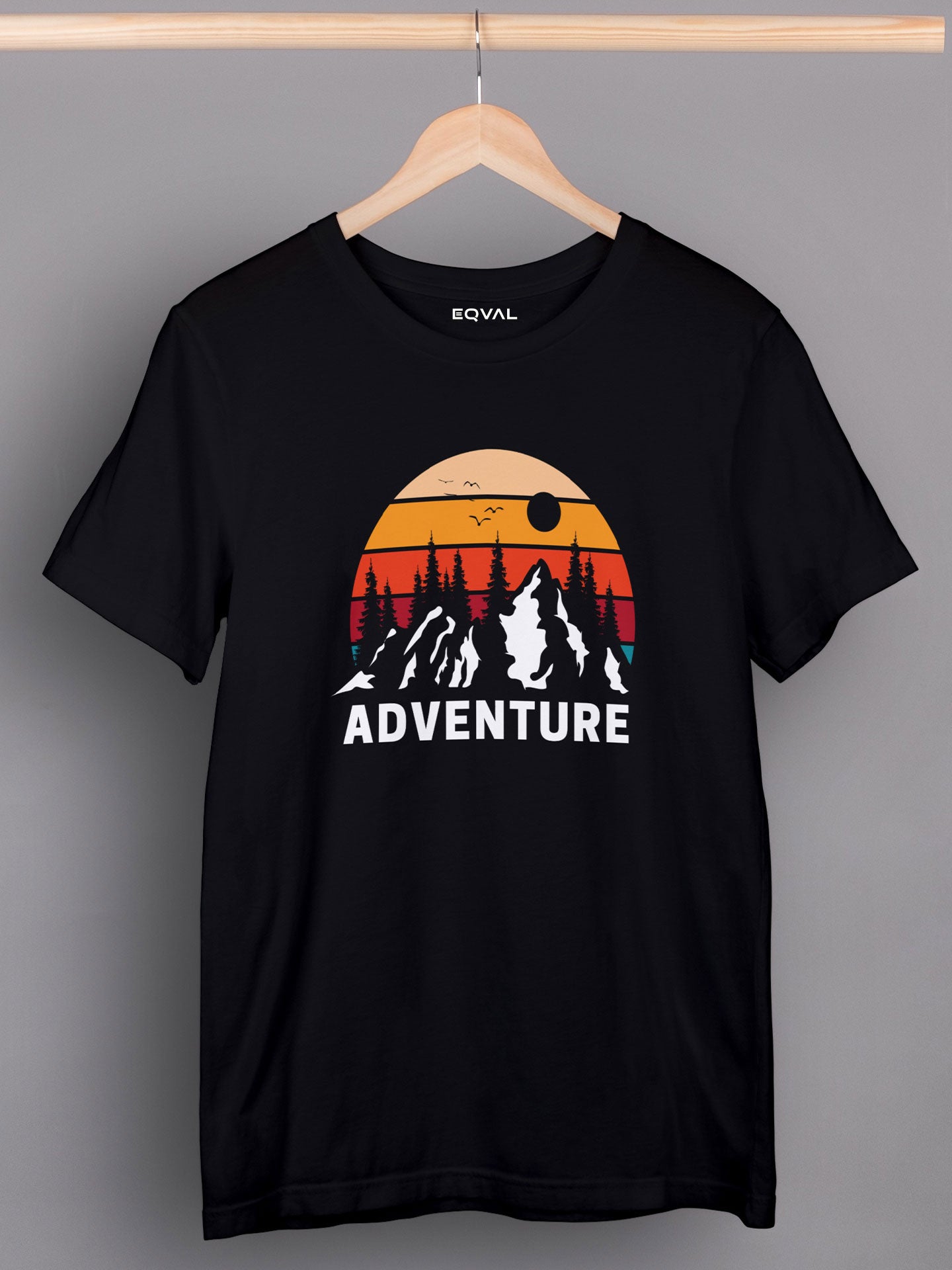 Men's Black Adventure Printed T-shirt