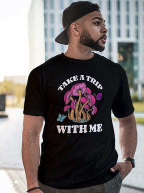 Men's Black Take A Trip With Me Printed Tshirt