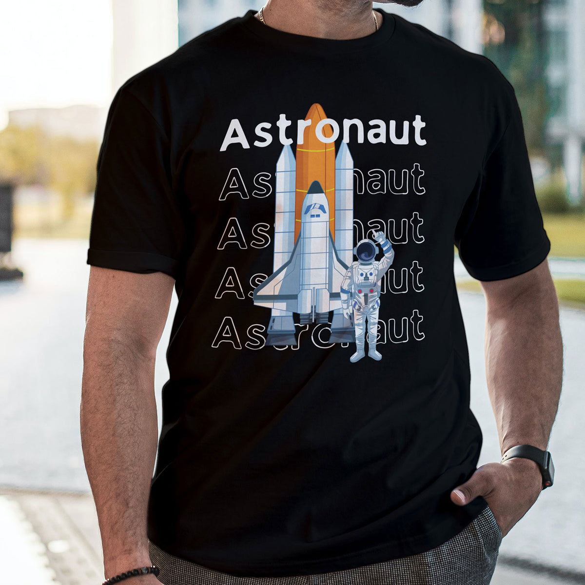 Astronaut Black Printed T-shirt For Men