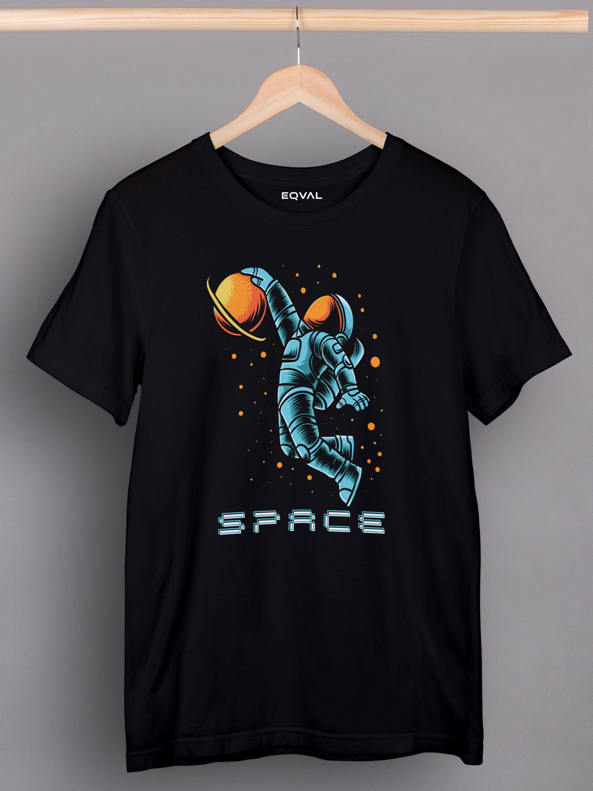 Men's Black Space Printed T-shirt