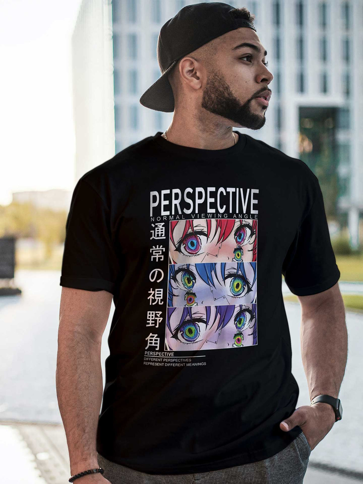 Men's Black Perspective Printed T-shirt
